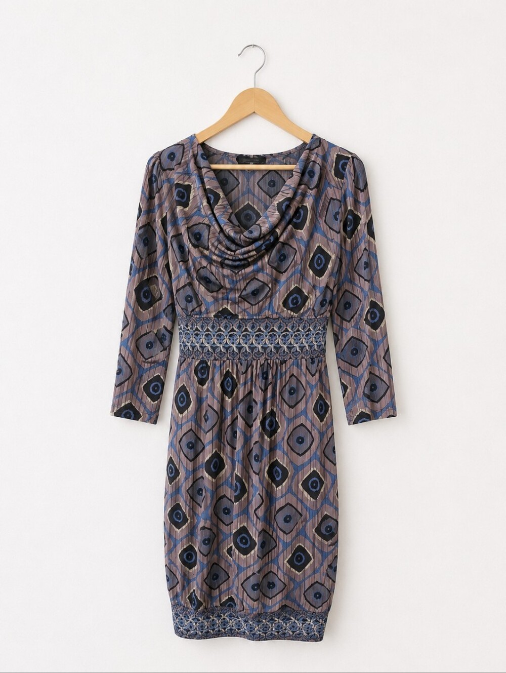 •New Directions Elegant Blue Patterned Dress